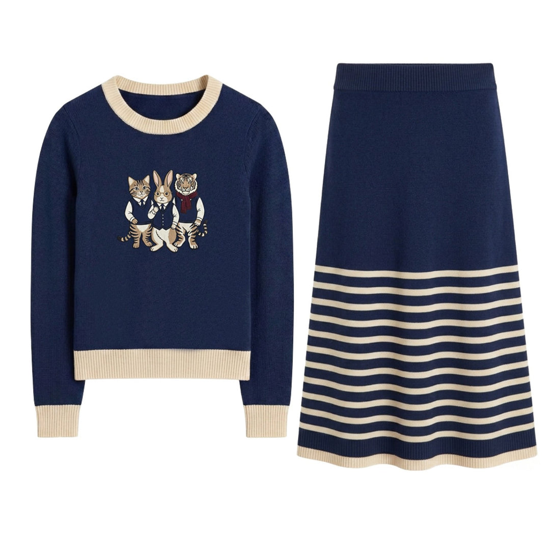 Γυναικείο πολύχρωμο art-retro fashion trend Jacquard Knit φόρεμα