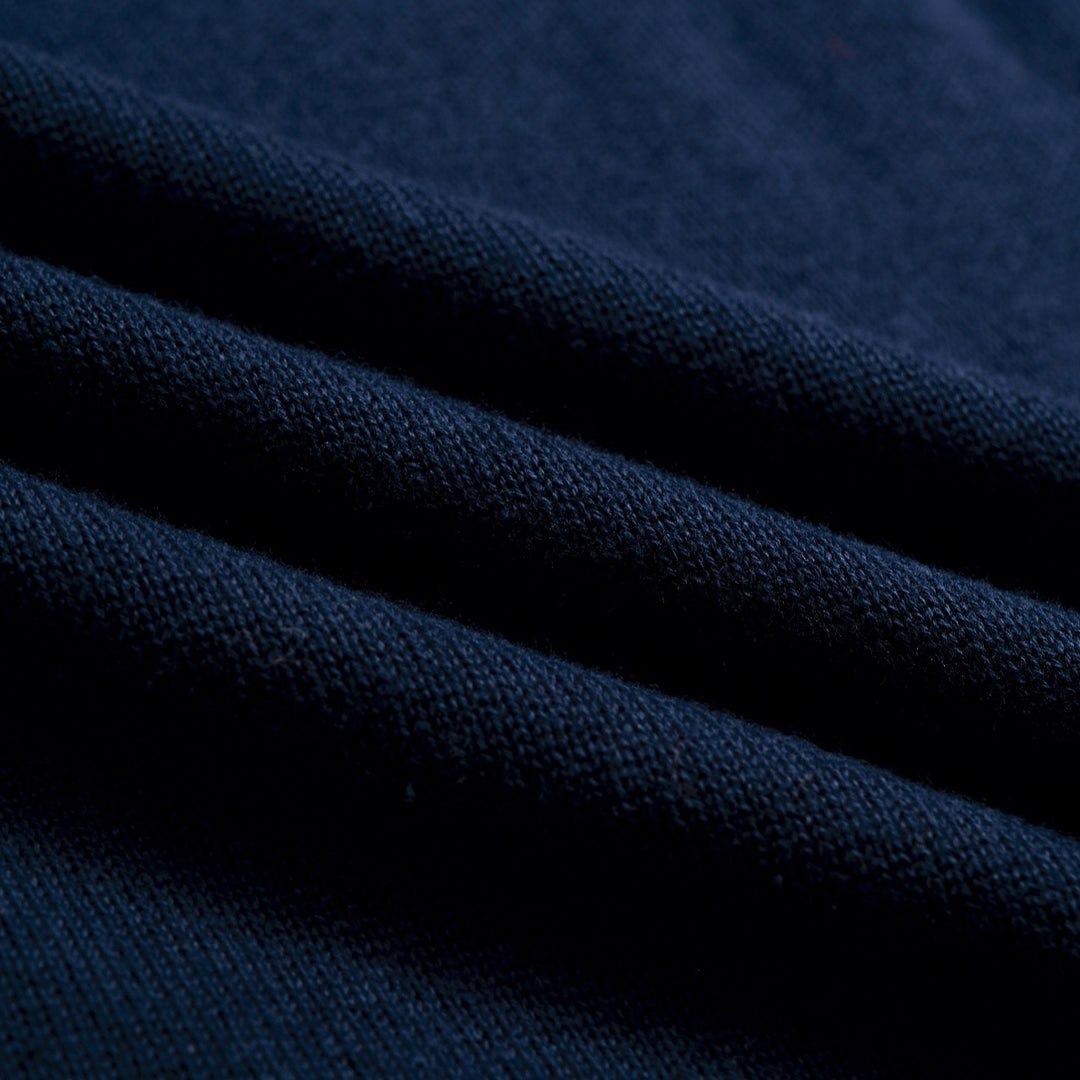 Vestido de Malha Vintage Minimalista com Risca e Laço Azul Marinho para Mulher
