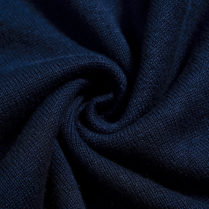 Vestido de Malha Vintage Minimalista com Risca e Laço Azul Marinho para Mulher