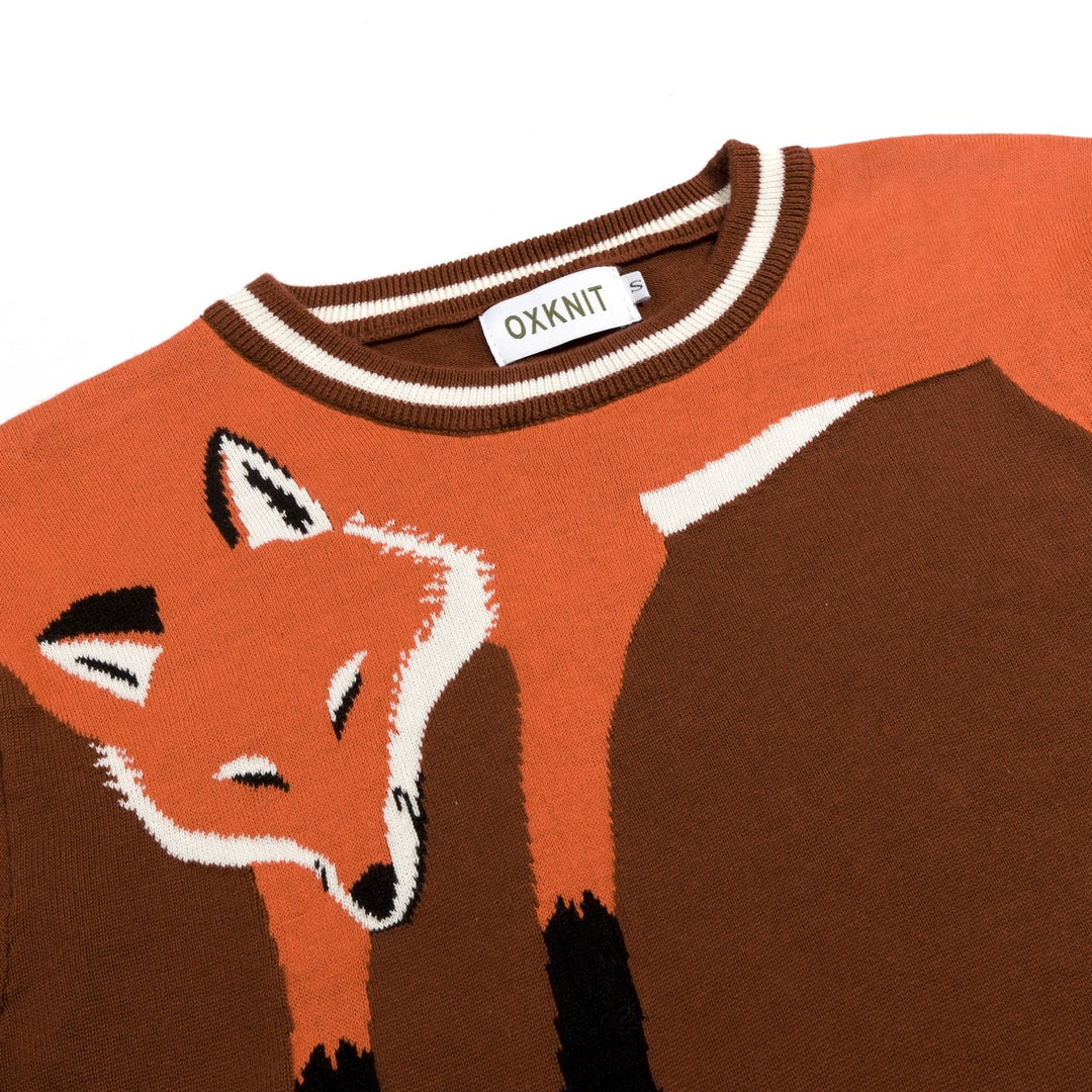 Men's Brown Vintage Fox Jacquard Knit