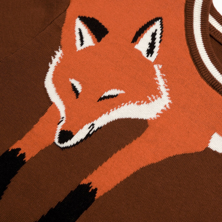 Men's Brown Vintage Fox Jacquard Knit