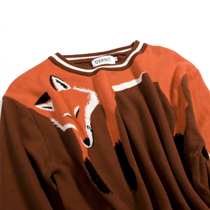 Men's Brown Vintage Fox Jacquard Knit