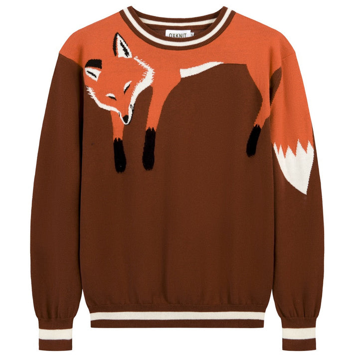 Men's Brown Vintage Fox Jacquard Knit
