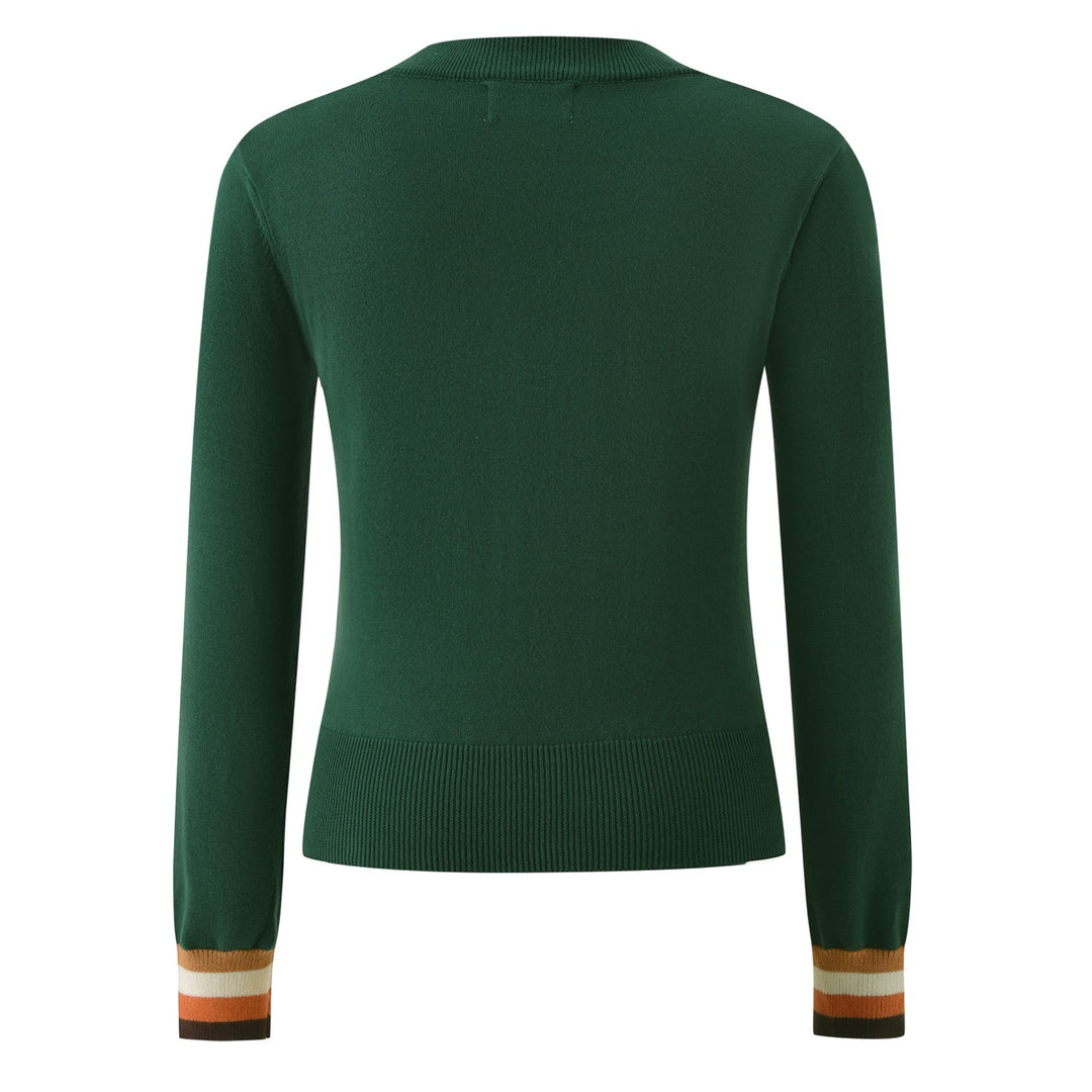 Women's Dark Green Vintage Dachshund Jacquard Knit