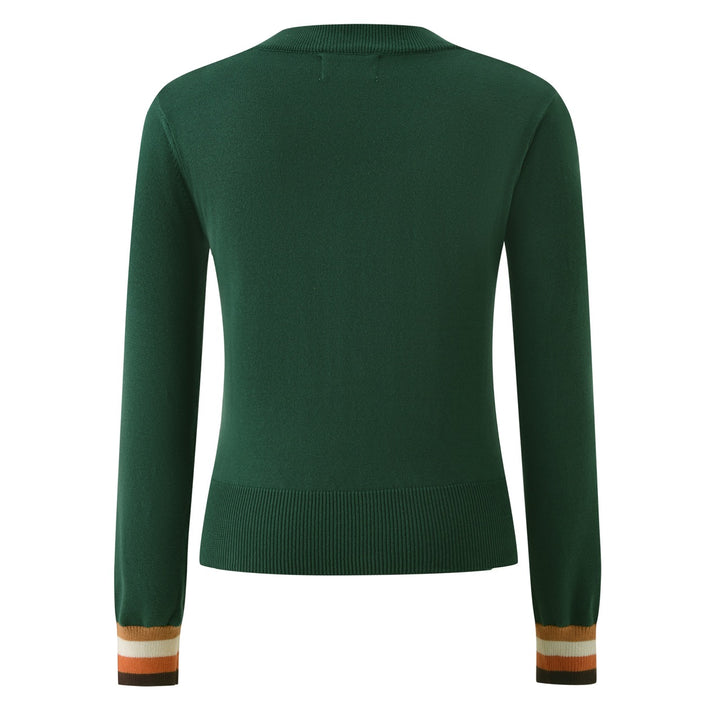 Women's Dark Green Vintage Dachshund Jacquard Knit