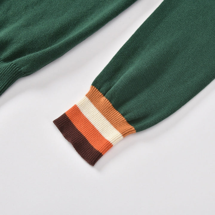 Women's Dark Green Vintage Dachshund Jacquard Knit
