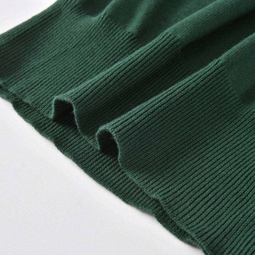 Women's Dark Green Vintage Dachshund Jacquard Knit