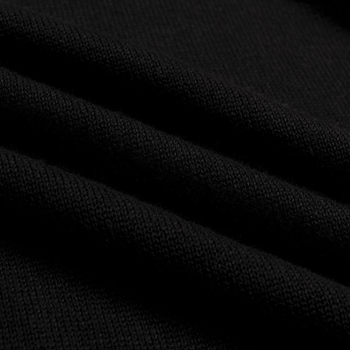Women's Black Vintage Minimalist Turtleneck Puff Sleeve Knit Cardigan