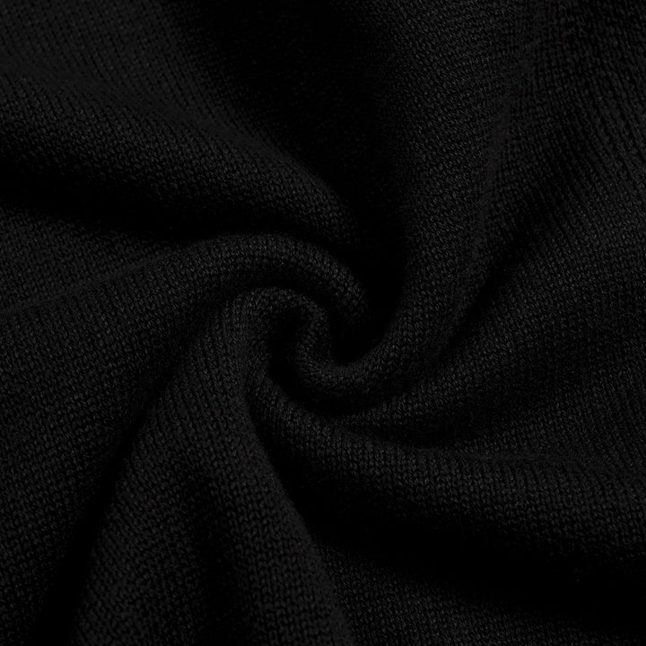 Women's Black Vintage Minimalist Turtleneck Puff Sleeve Knit Cardigan