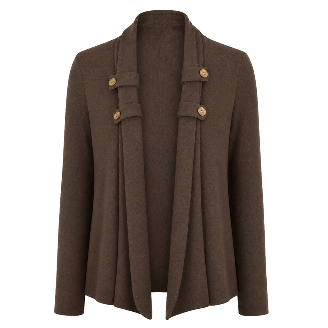 Women's Brown Vintage Minimalist Shawl Collar Knit Cardigan