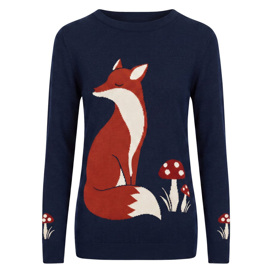 Dame Mørkeblå Vintage Classic Dot Design jacquard strikkeplagg