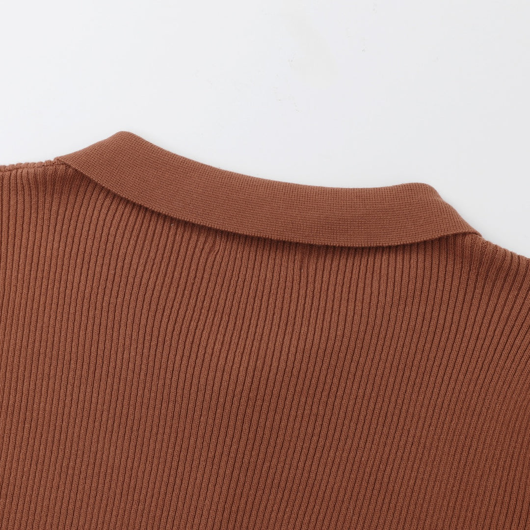 Women's Brown Minimalist Vintage Tie Knit Cardigan
