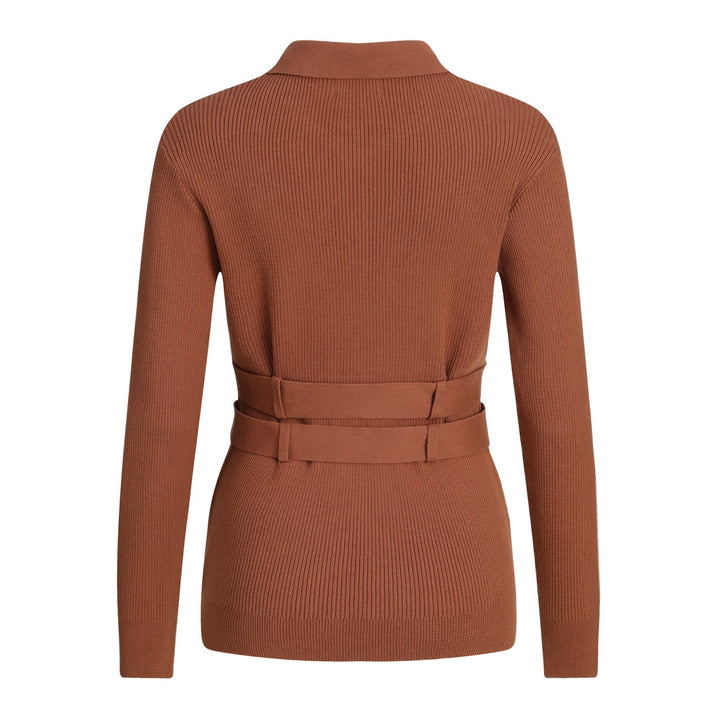 Women's Brown Minimalist Vintage Tie Knit Cardigan