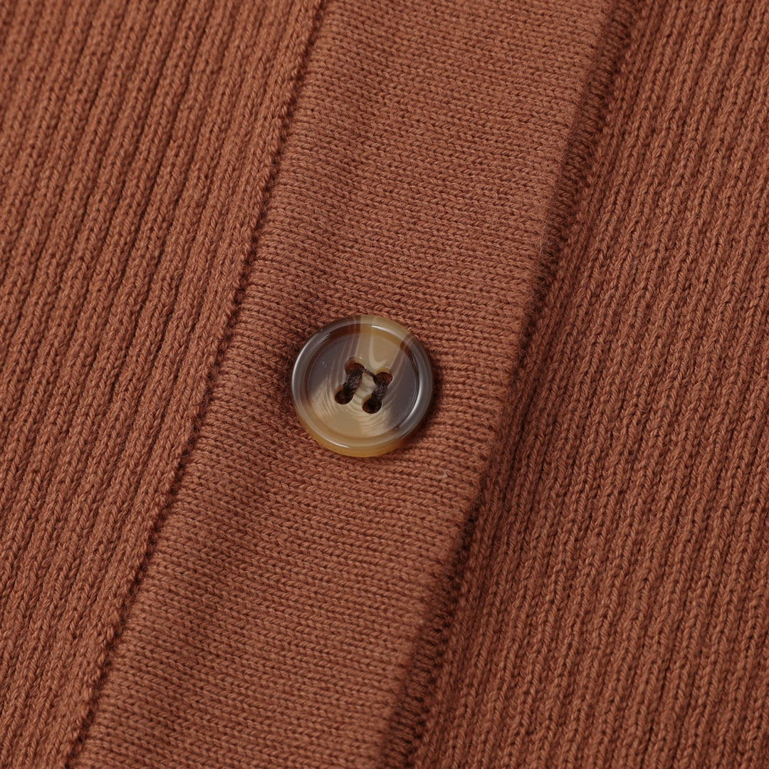 Women's Brown Minimalist Vintage Tie Knit Cardigan
