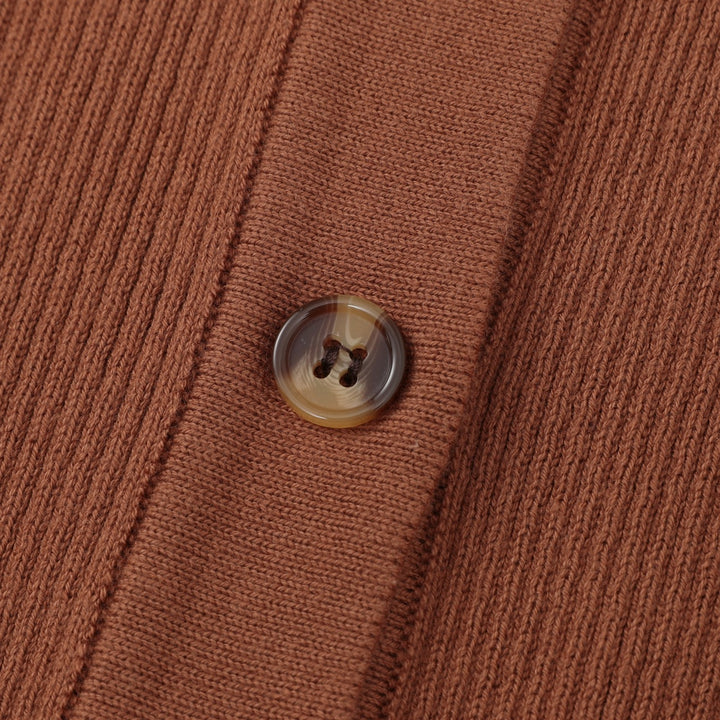 Women's Brown Minimalist Vintage Tie Knit Cardigan