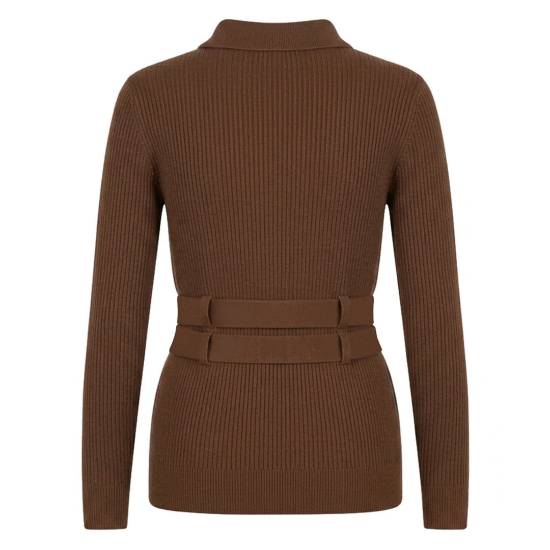 Women's Brown Minimalist Vintage Tie Knit Cardigan