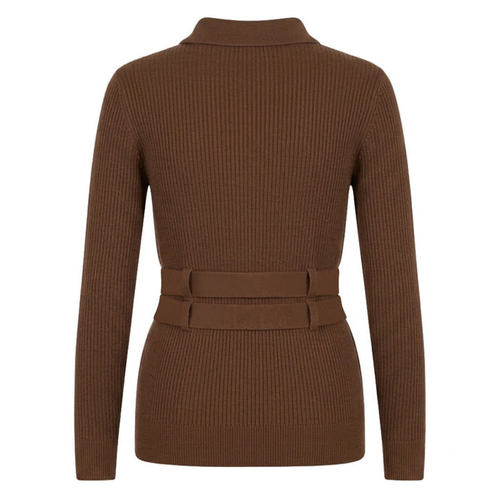 Women's Brown Minimalist Vintage Tie Knit Cardigan