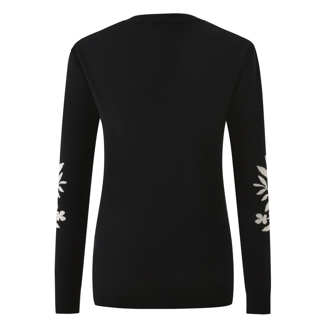 Women's Vintage Black Floral Classic Art Jacquard Knitwear