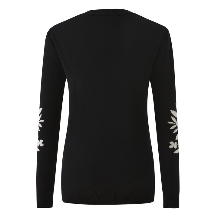 Women's Vintage Black Floral Classic Art Jacquard Knitwear