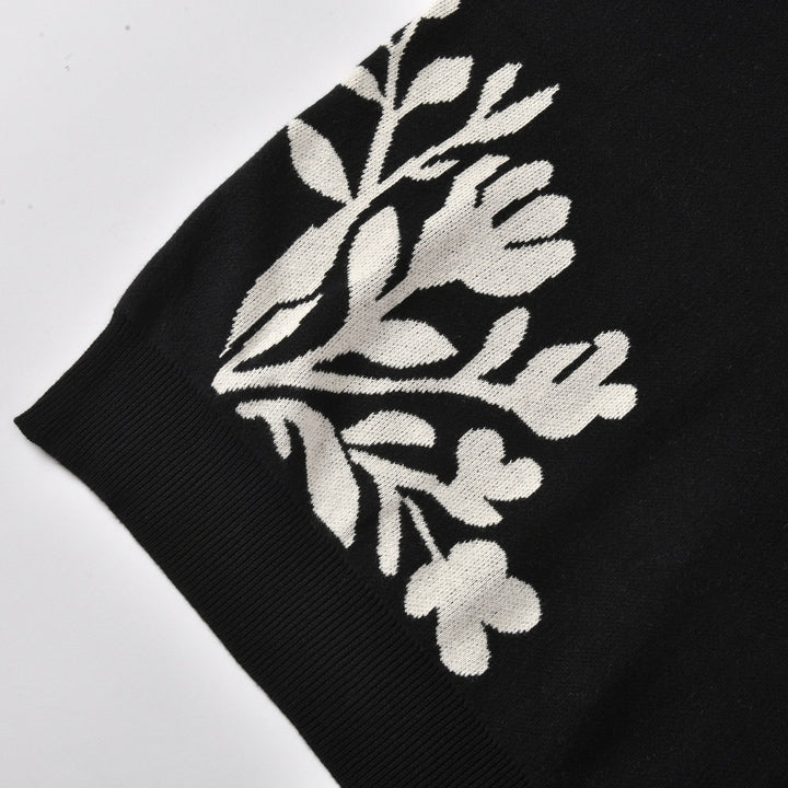 Women's Vintage Black Floral Classic Art Jacquard Knitwear
