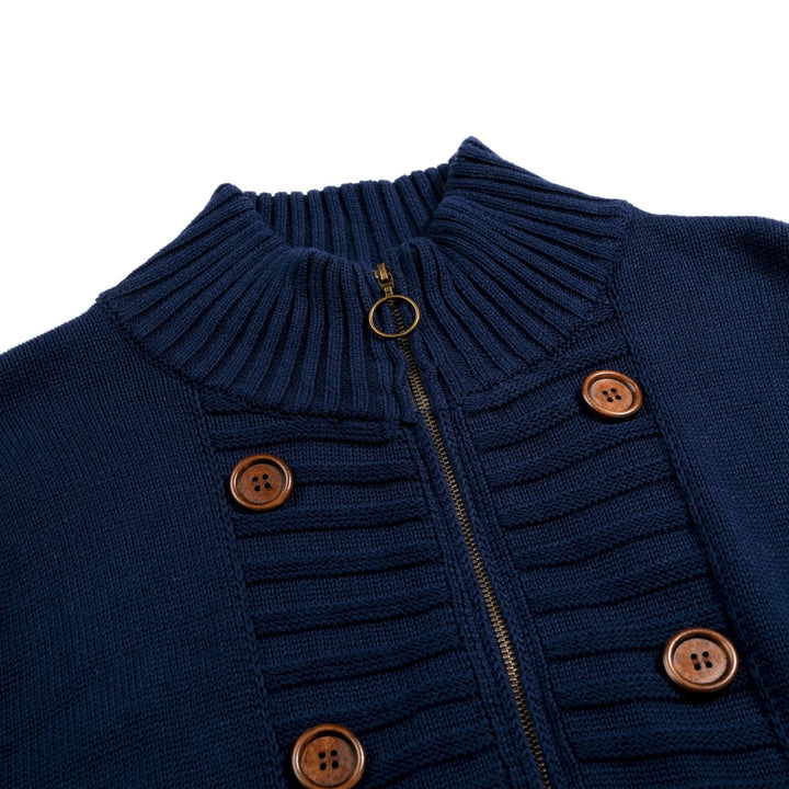 Jersey de punto jacquard vintage para mujer con botones artísticos