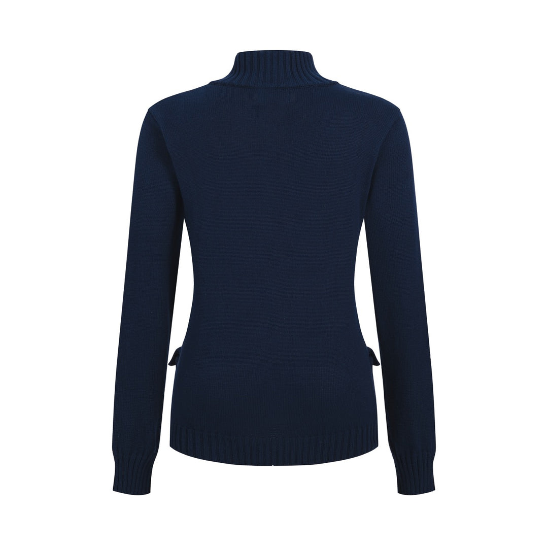 Jersey de punto jacquard vintage para mujer con botones artísticos