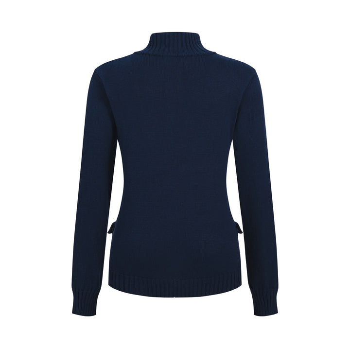 Jersey de punto jacquard vintage para mujer con botones artísticos