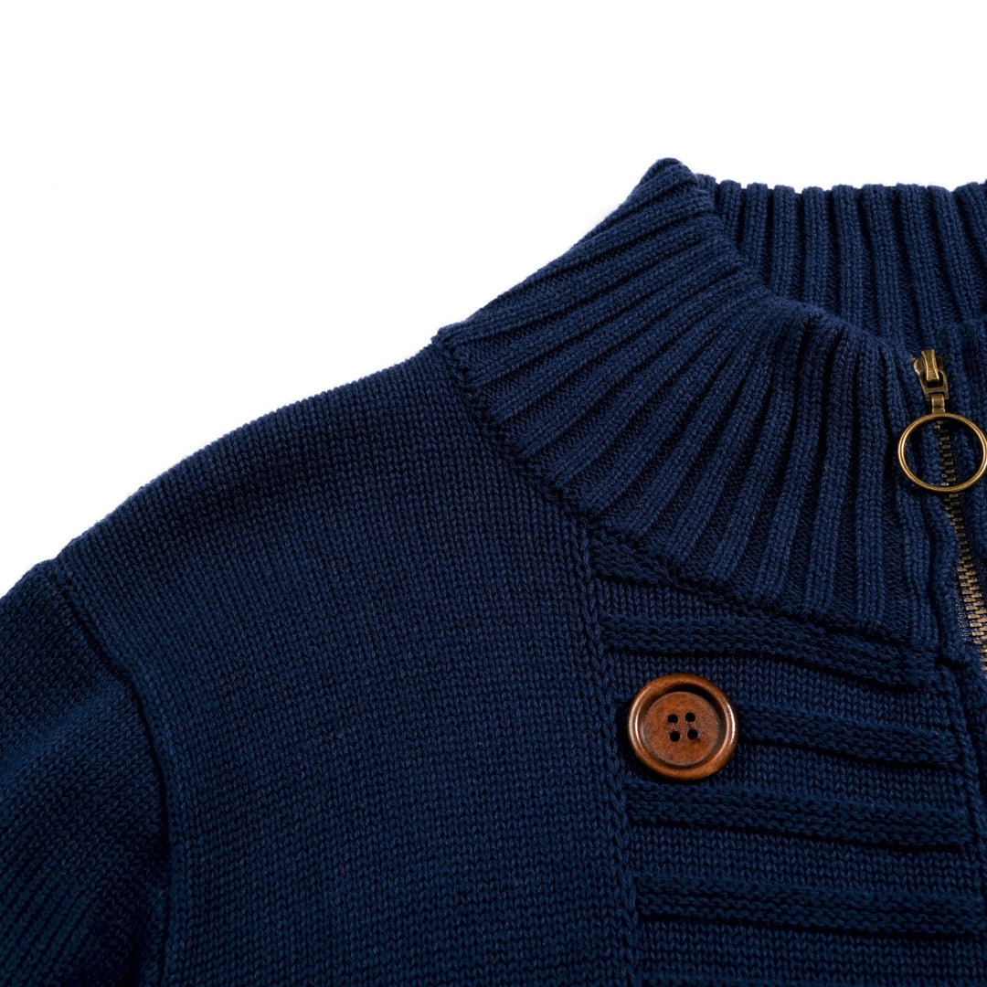 Jersey de punto jacquard vintage para mujer con botones artísticos
