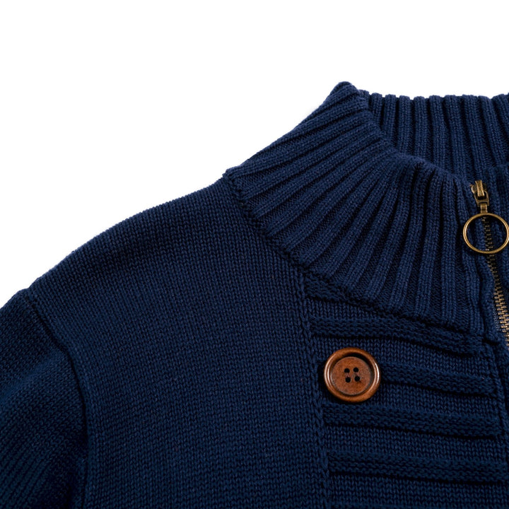 Jersey de punto jacquard vintage para mujer con botones artísticos