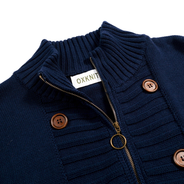 Jersey de punto jacquard vintage para mujer con botones artísticos