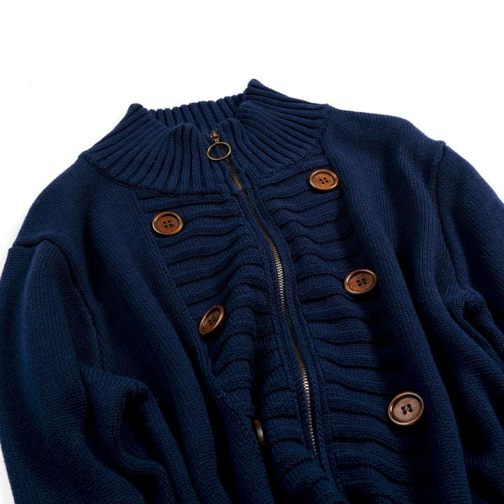 Jersey de punto jacquard vintage para mujer con botones artísticos