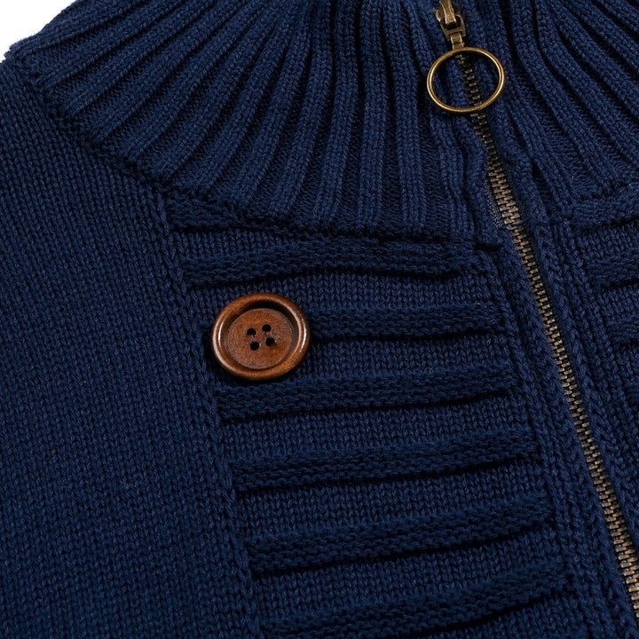Jersey de punto jacquard vintage para mujer con botones artísticos