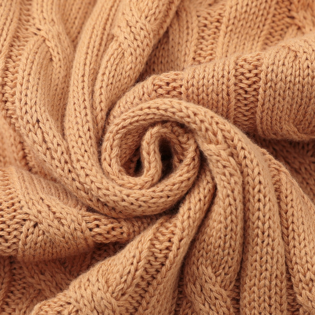 Women's Retro Khaki Classic and Simple Jacquard Knitwear