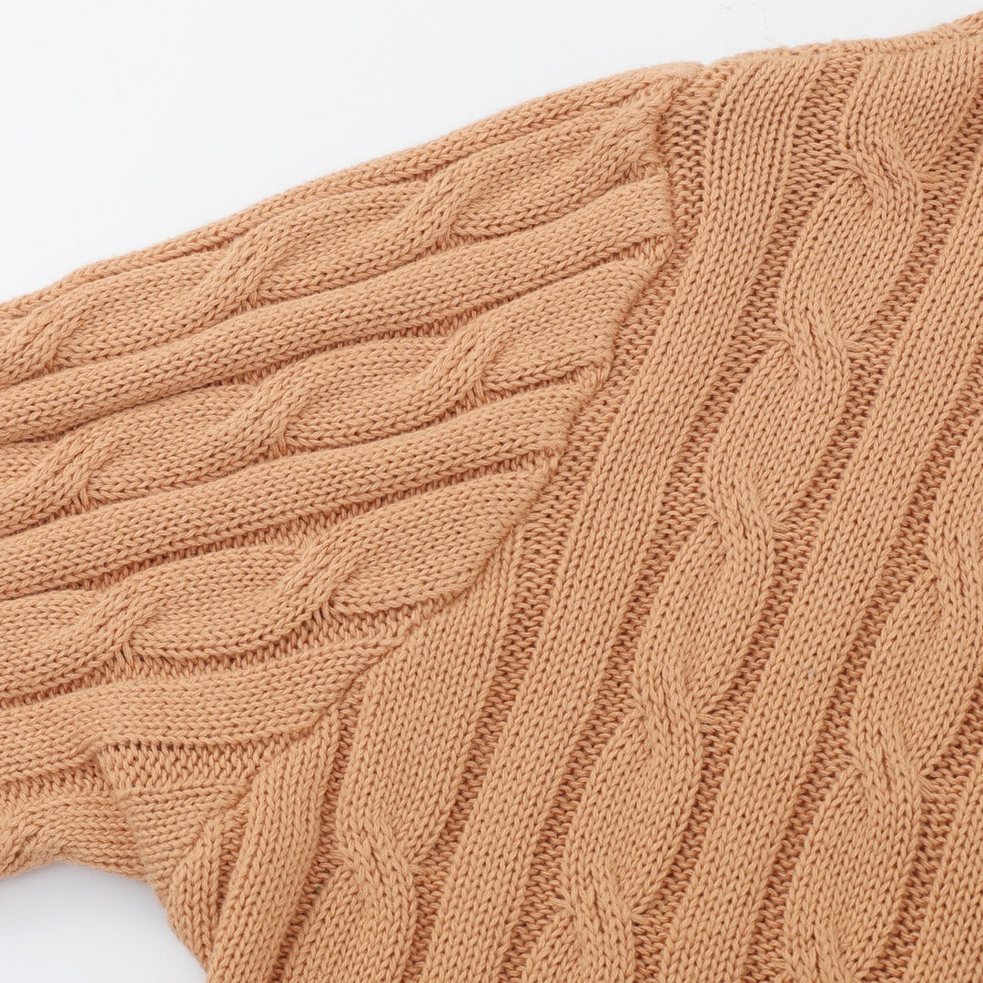 Women's Retro Khaki Classic and Simple Jacquard Knitwear