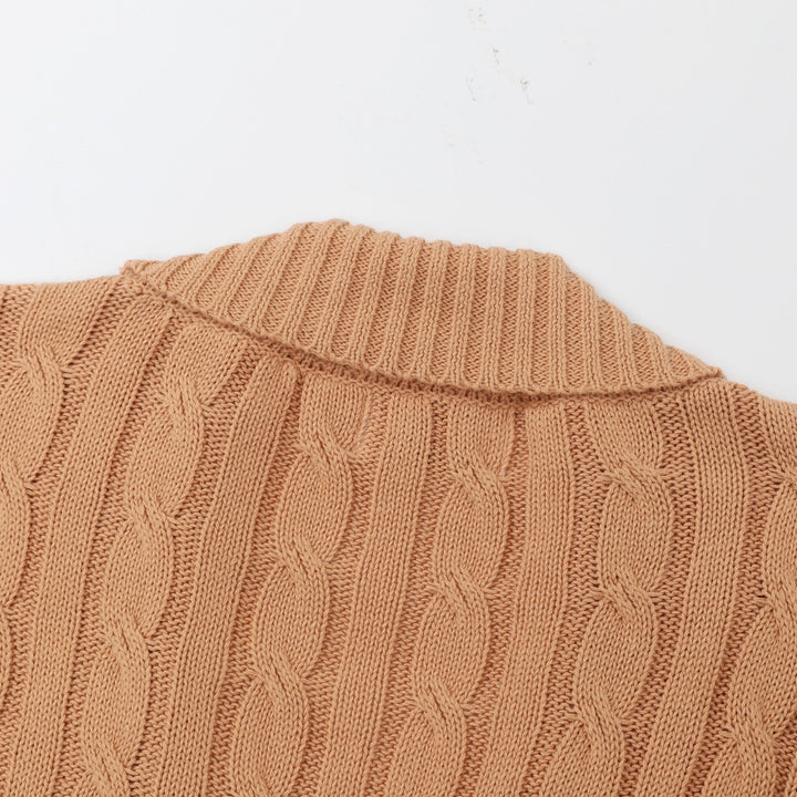 Women's Retro Khaki Classic and Simple Jacquard Knitwear