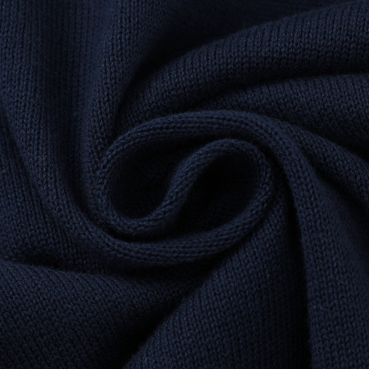 Damen Retro Navyblauer 70er Jahre Gestreifter Jacquard-Strickpullover