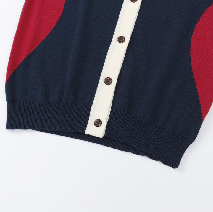 Damen Retro Navyblauer 70er Jahre Gestreifter Jacquard-Strickpullover