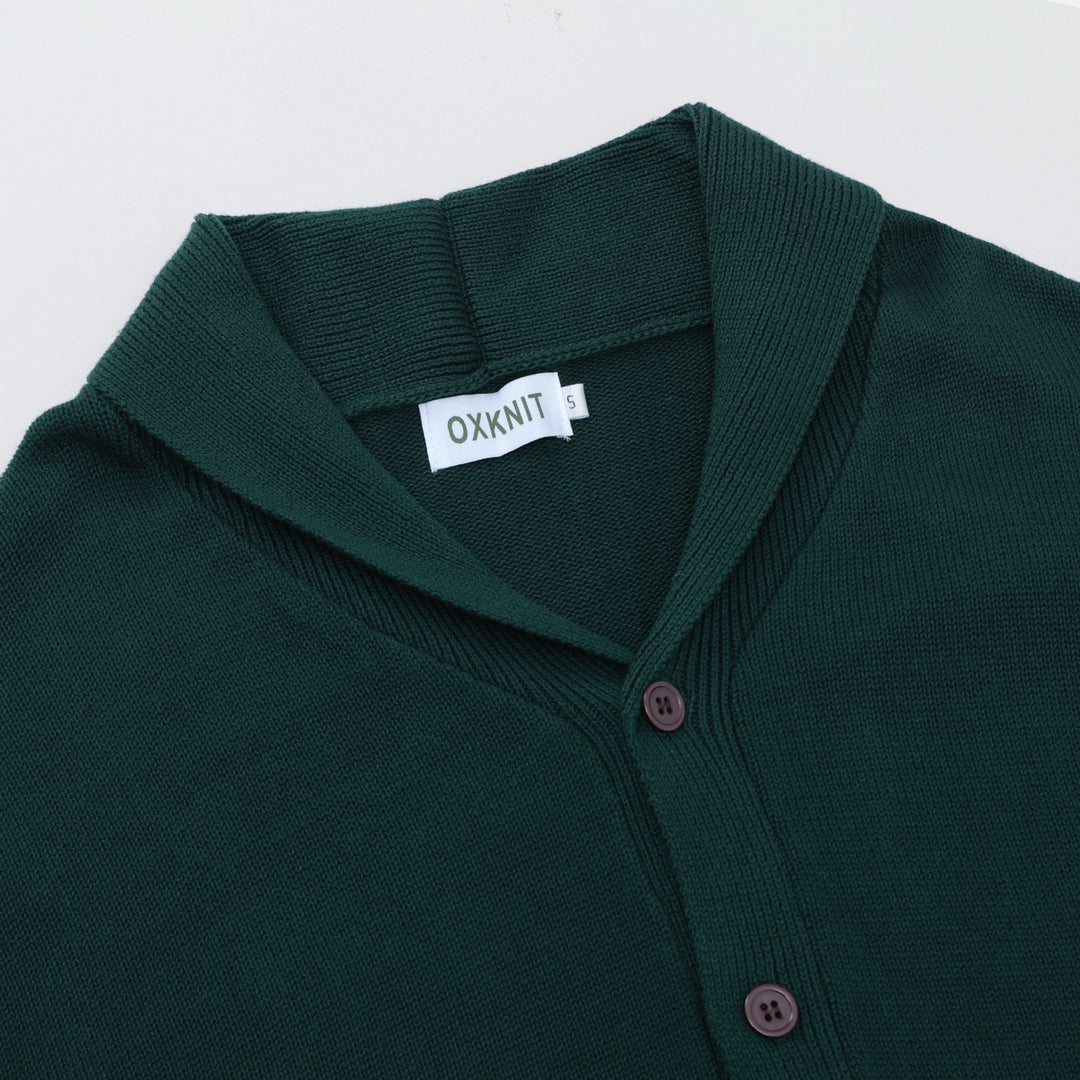 Cardigan en maille géométrique vintage des années 70 pour homme, vert foncé