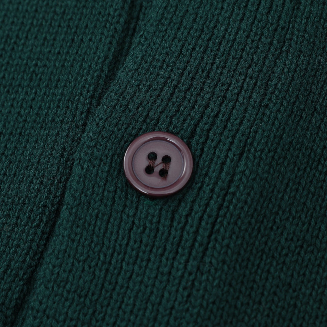 Cardigan en maille géométrique vintage des années 70 pour homme, vert foncé