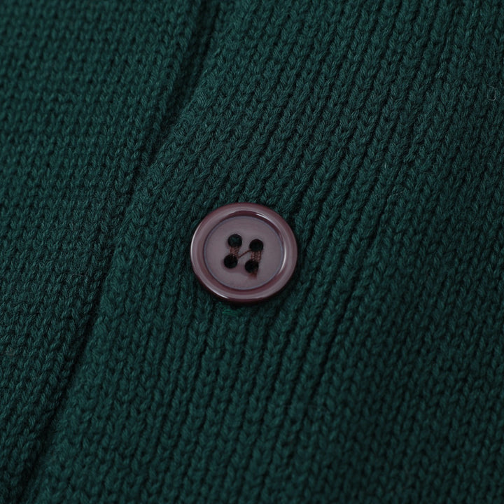 Cardigan en maille géométrique vintage des années 70 pour homme, vert foncé