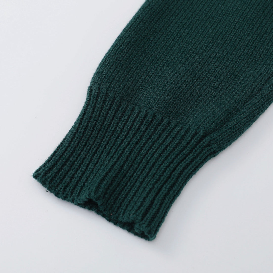 Cardigan en maille géométrique vintage des années 70 pour homme, vert foncé