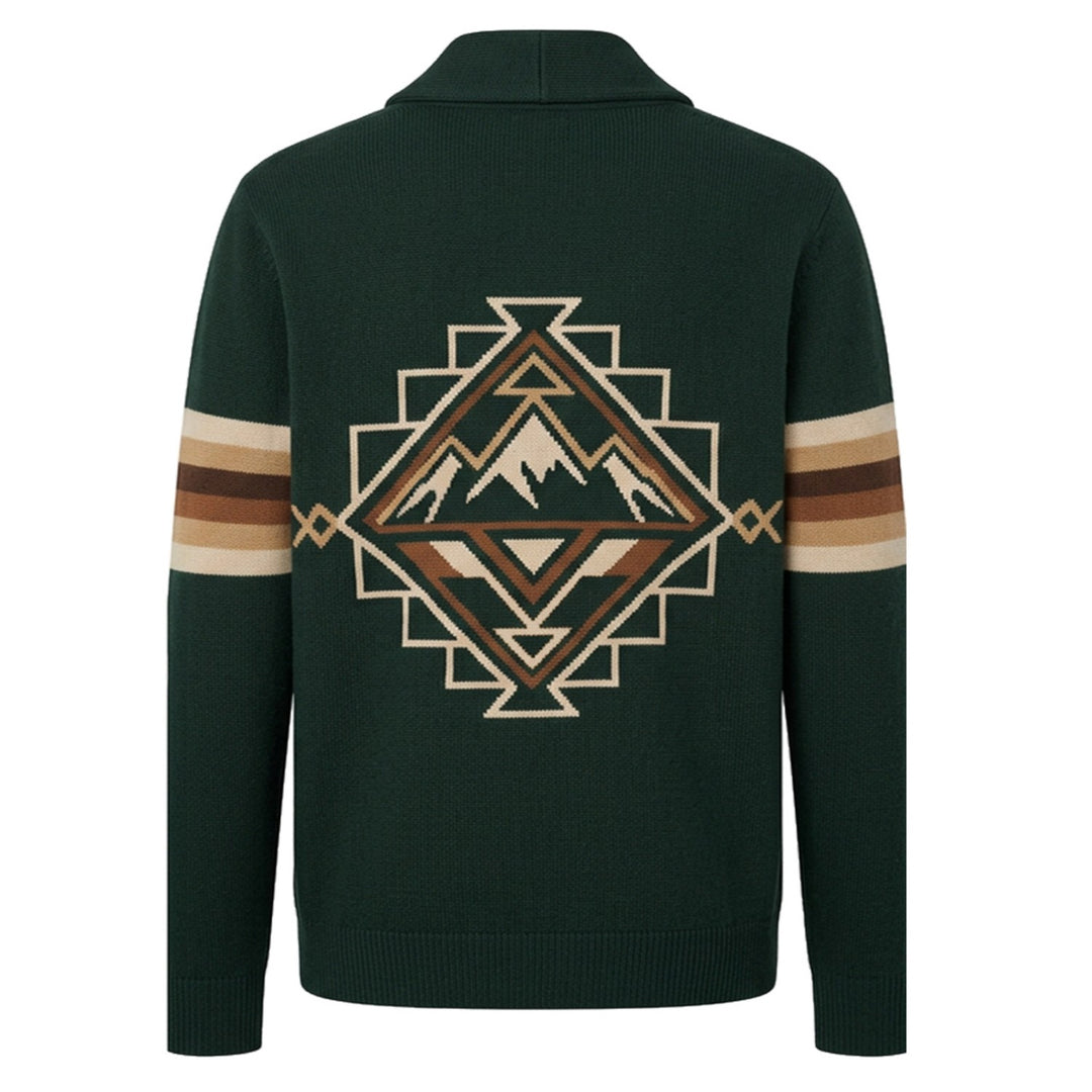 Klassisk vintage jacquardstrikk for menn, aprikosstripet