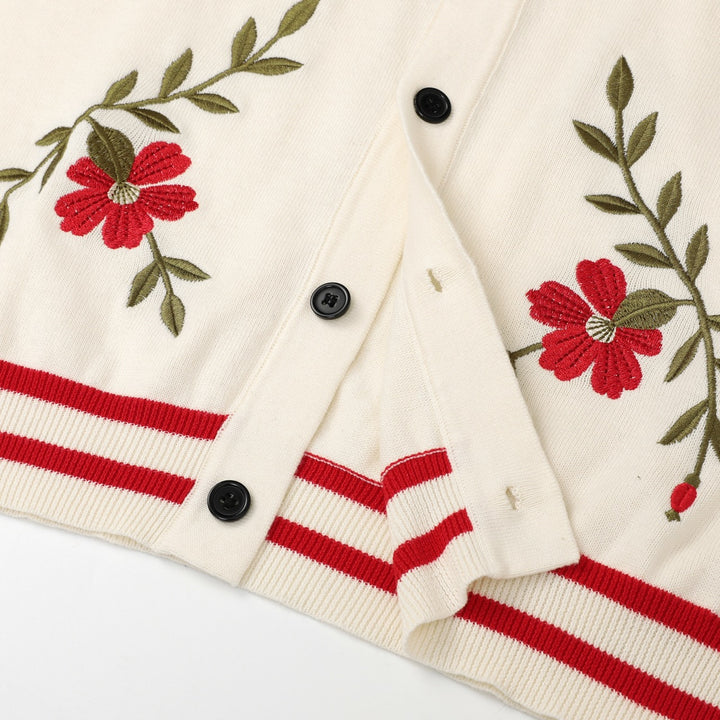 Men's Apricot 70s Vintage Western Embroidered Polo Knit Cardigan