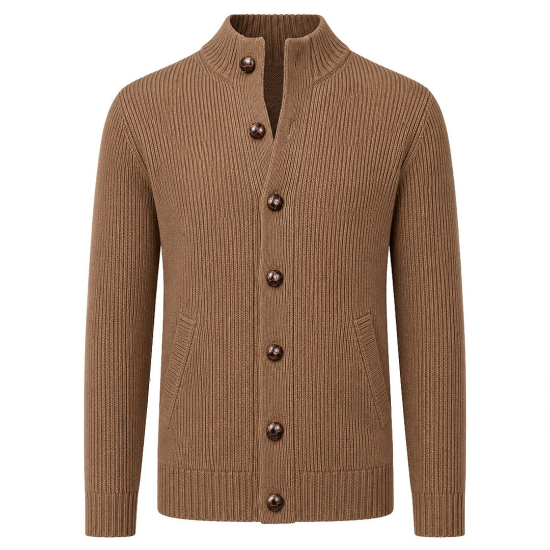 Heren abrikoos gestreept klassiek vintage jacquard breigoed