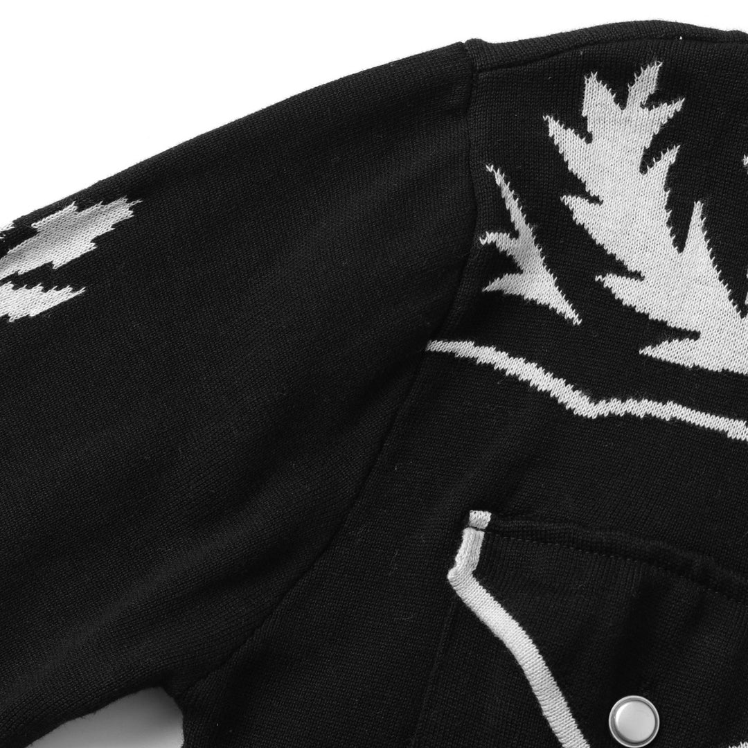 Men's Black 70s Vintage Western Cowboy Knit Polo Cardigan