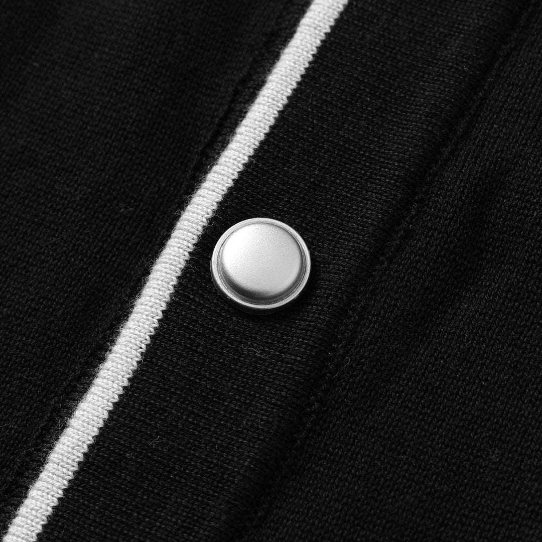 Men's Black 70s Vintage Western Cowboy Knit Polo Cardigan