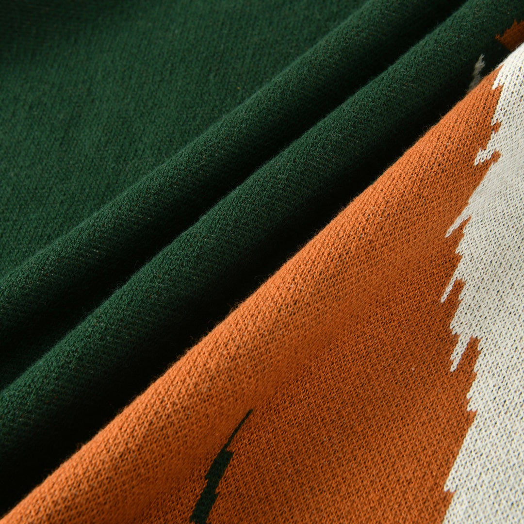 Men's Green Vintage Animal Art Jacquard Knit
