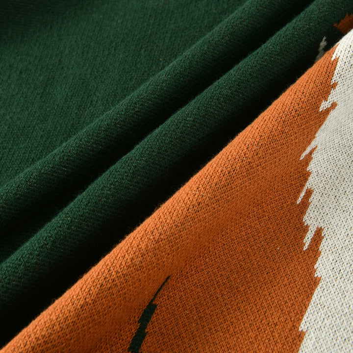 Men's Green Vintage Animal Art Jacquard Knit
