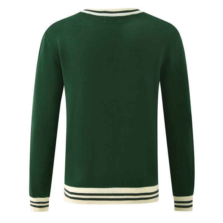 Men's Green Vintage Animal Art Jacquard Knit