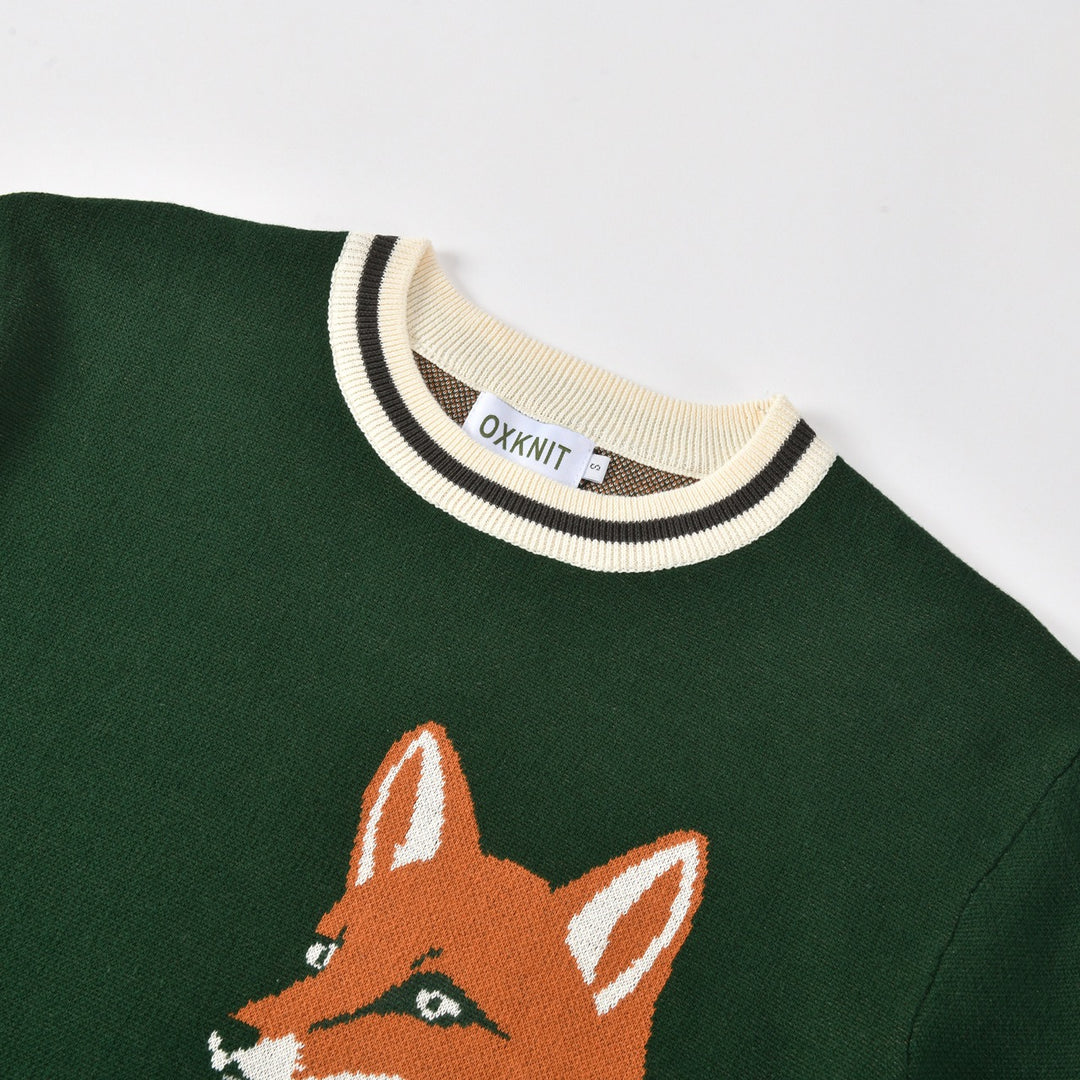 Men's Green Vintage Animal Art Jacquard Knit